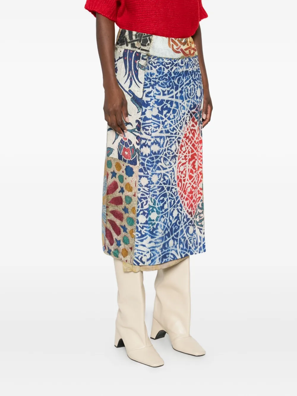 Talking Walls Patchwork-print Midi Skirt In Multi