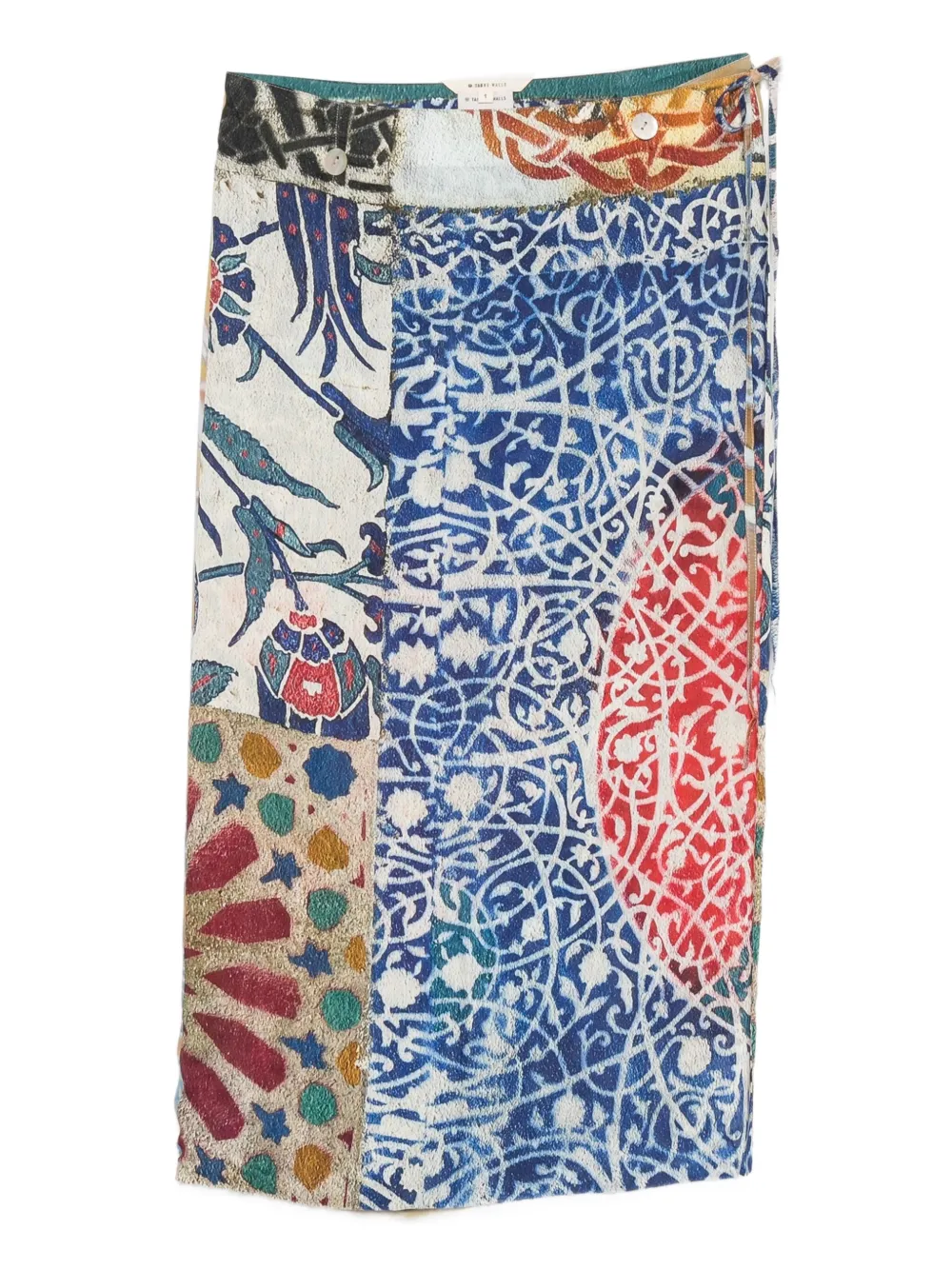 TALKING WALLS patchwork-print midi skirt - Blu