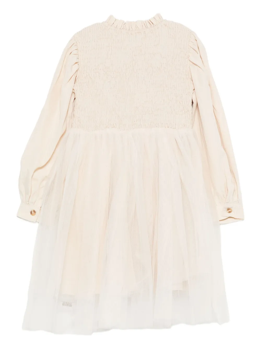 Donsje Smocked Tulle Midi Dress In Neutral