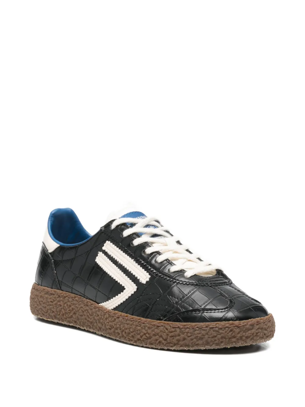 Puraai Gestreepte sneakers met krokodillen-reliëf Zwart