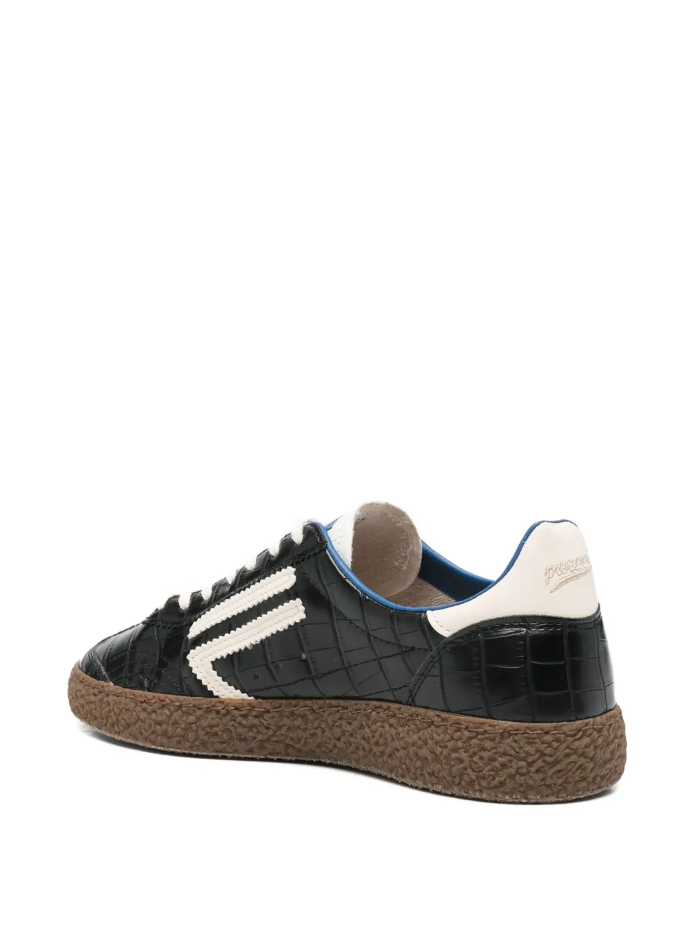 Puraai Gestreepte sneakers met krokodillen-reliëf Zwart
