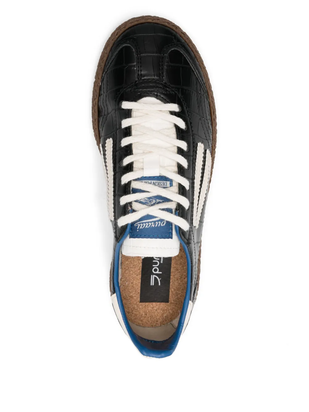 Puraai Gestreepte sneakers met krokodillen-reliëf Zwart