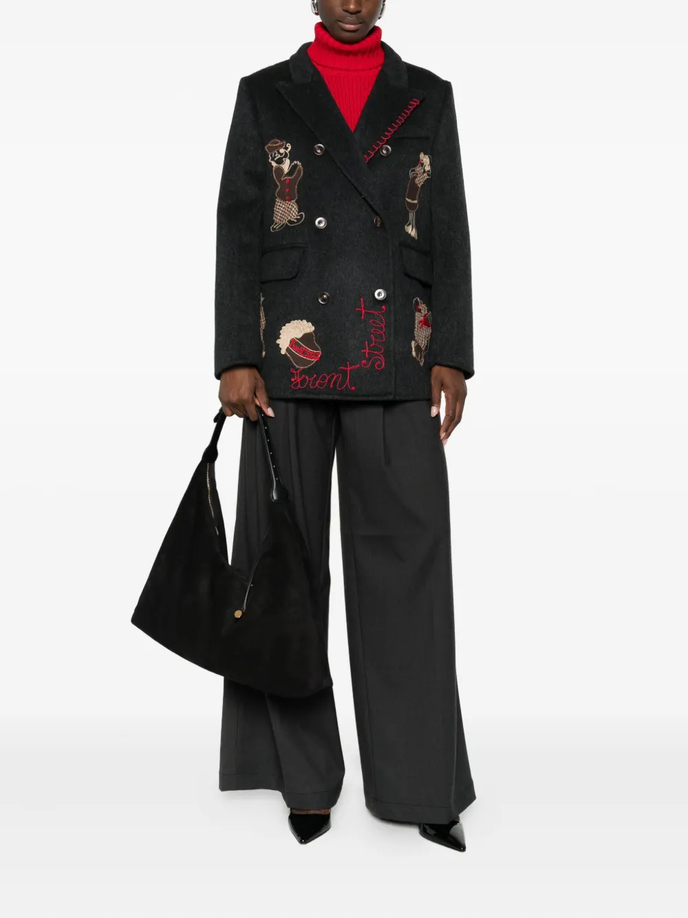 FRONT STREET 8 appliqué-detail double-breasted jacket | Fitted Jackets | Image 2