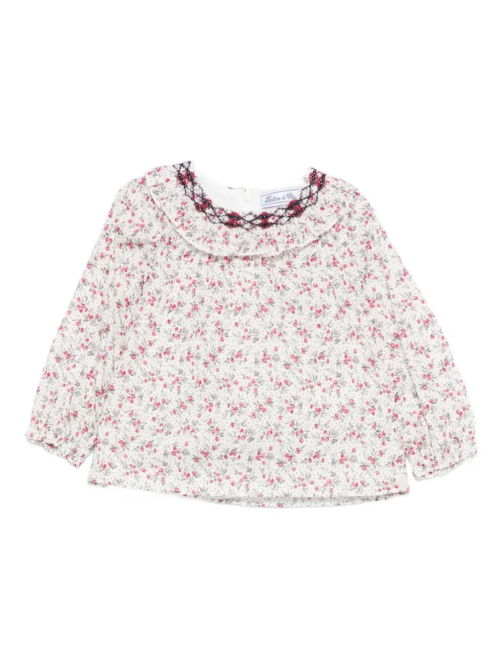 Tartine Et Chocolat Floral-print Embroidered Top In White