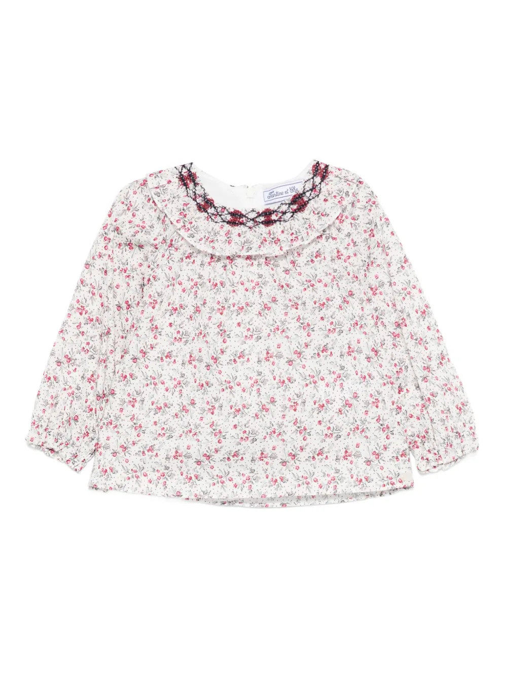 Tartine Et Chocolat Besticktes Top mit Blumen-Print | Weiß | Image 1