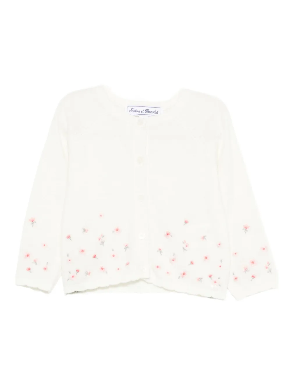 Tartine Et Chocolat floral-embroidered cardigan - Bianco