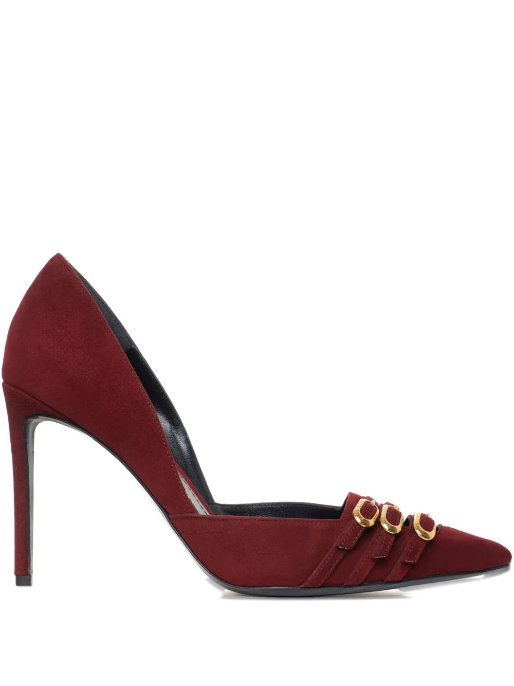 GINISSIMA 100mm Gina buckle suede pumps | Red | Image 1