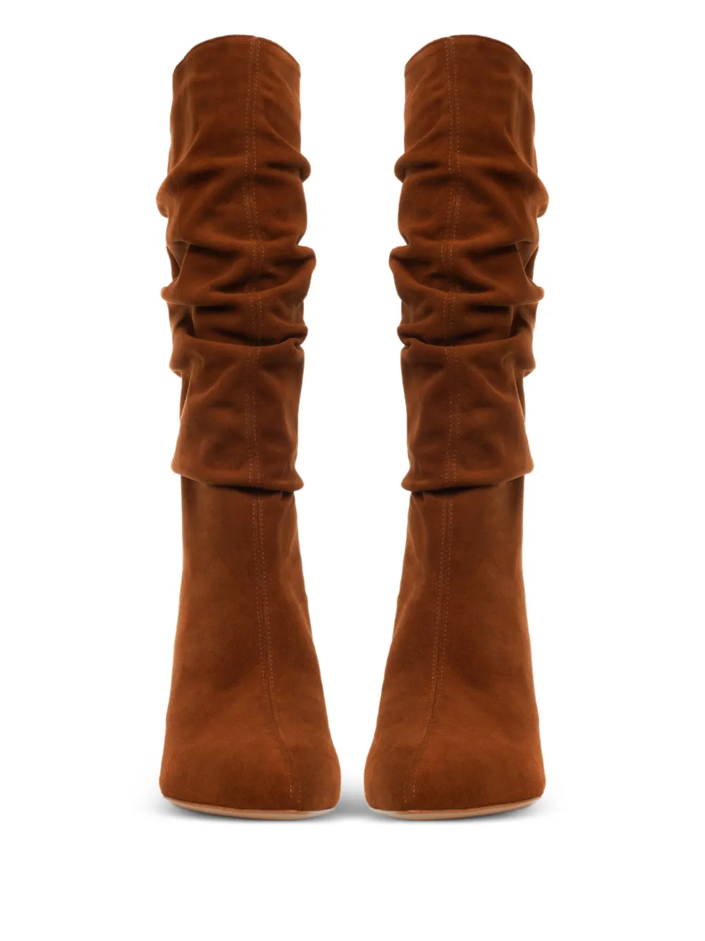 GINISSIMA 95 mm Eva suède laarzen met ruches Bruin