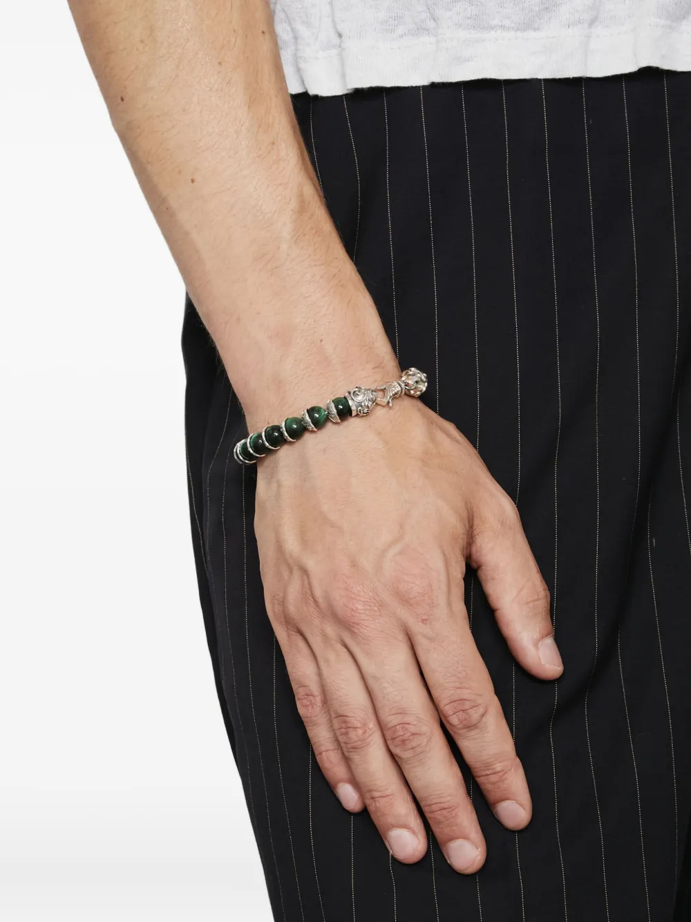 Emanuele Bicocchi Beaded Logo Bracelet In Green
