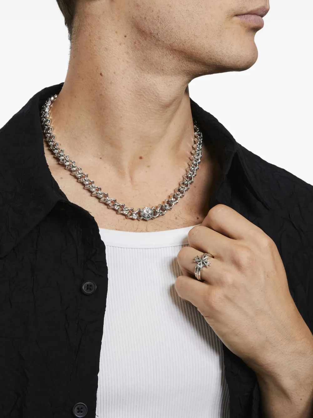 Emanuele Bicocchi Sharp-chain Logo-detail Necklace In Brown