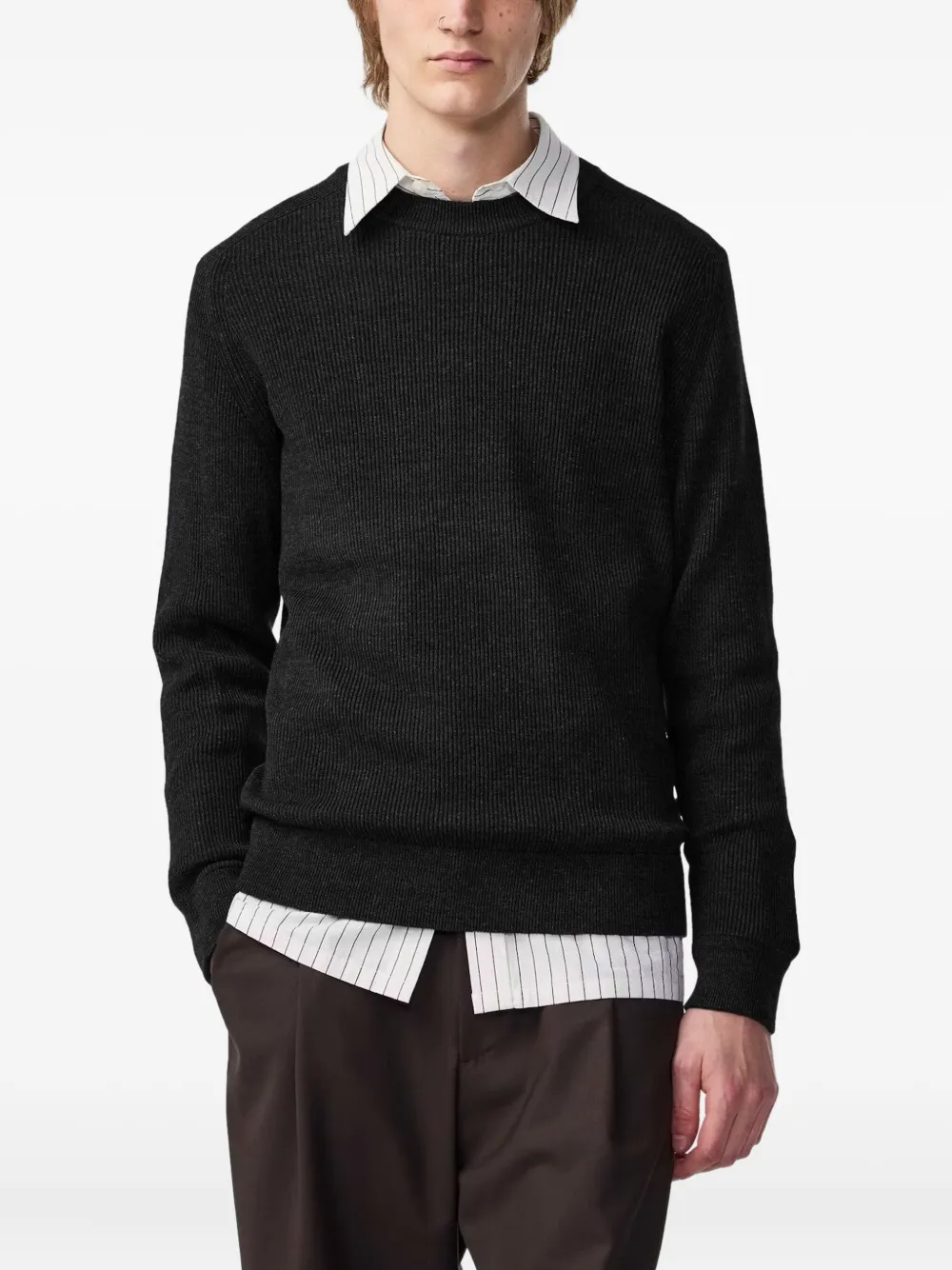Nn07 Kkevin 6600 Ribbed Sweater In Black
