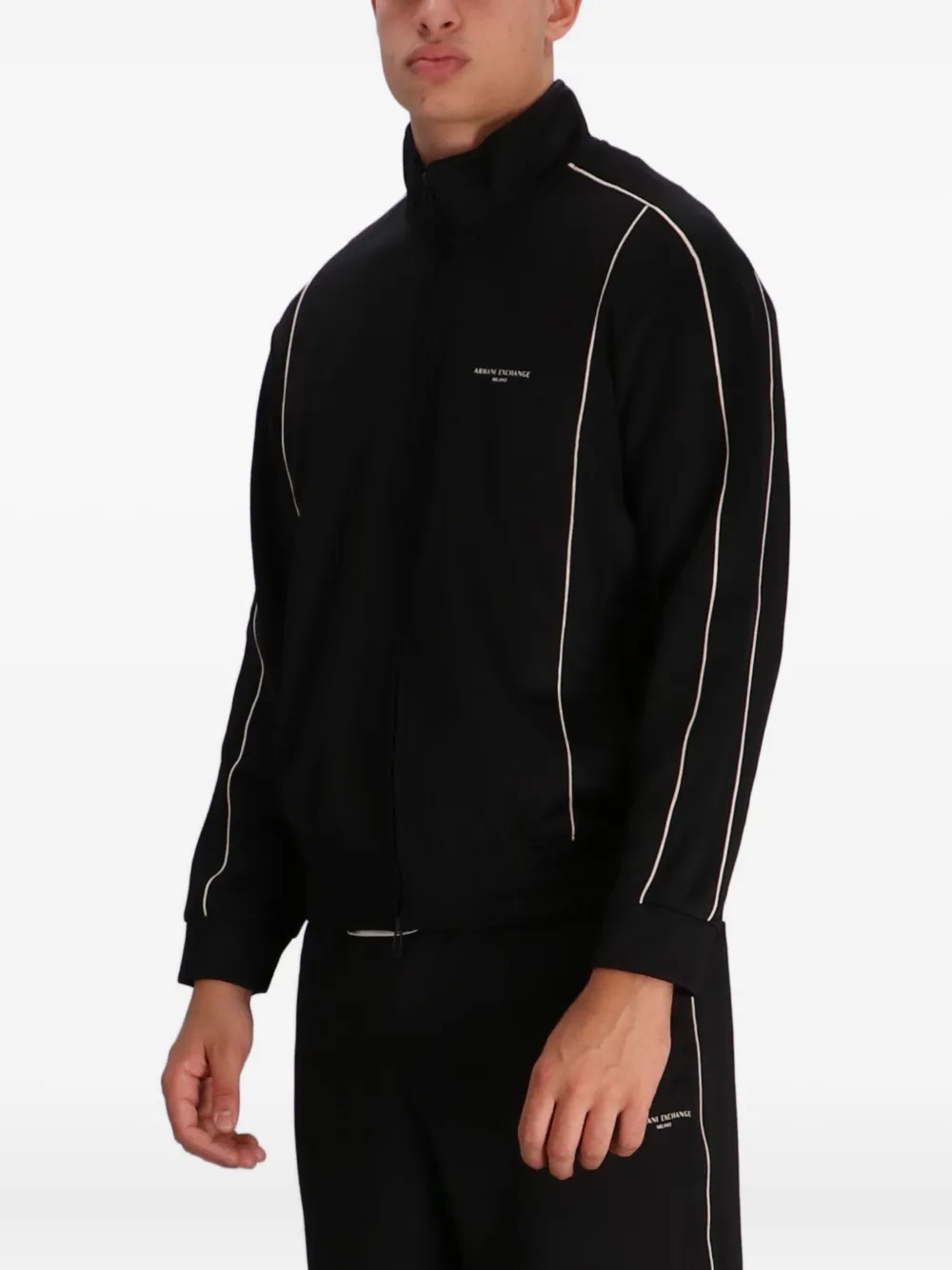 Armani Exchange Contrasting-piping Sweatshirt In Black