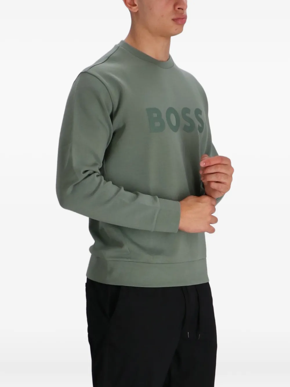 BOSS Sweater met logoprint Groen