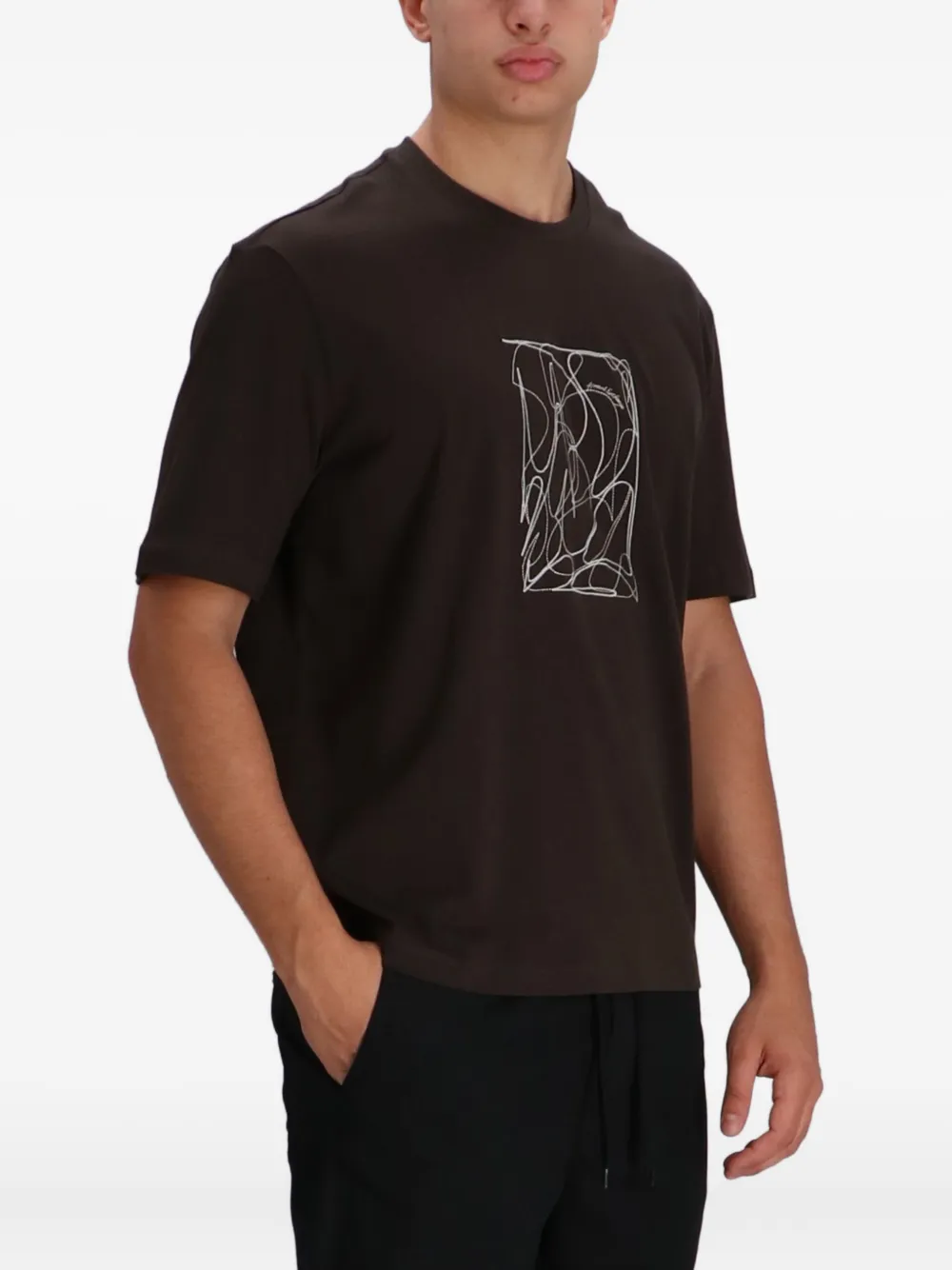 Armani Exchange T-shirt met grafische print Bruin