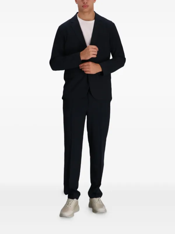 Armani Exchange Seersucker Buttoned Blazer Blue FARFETCH AU