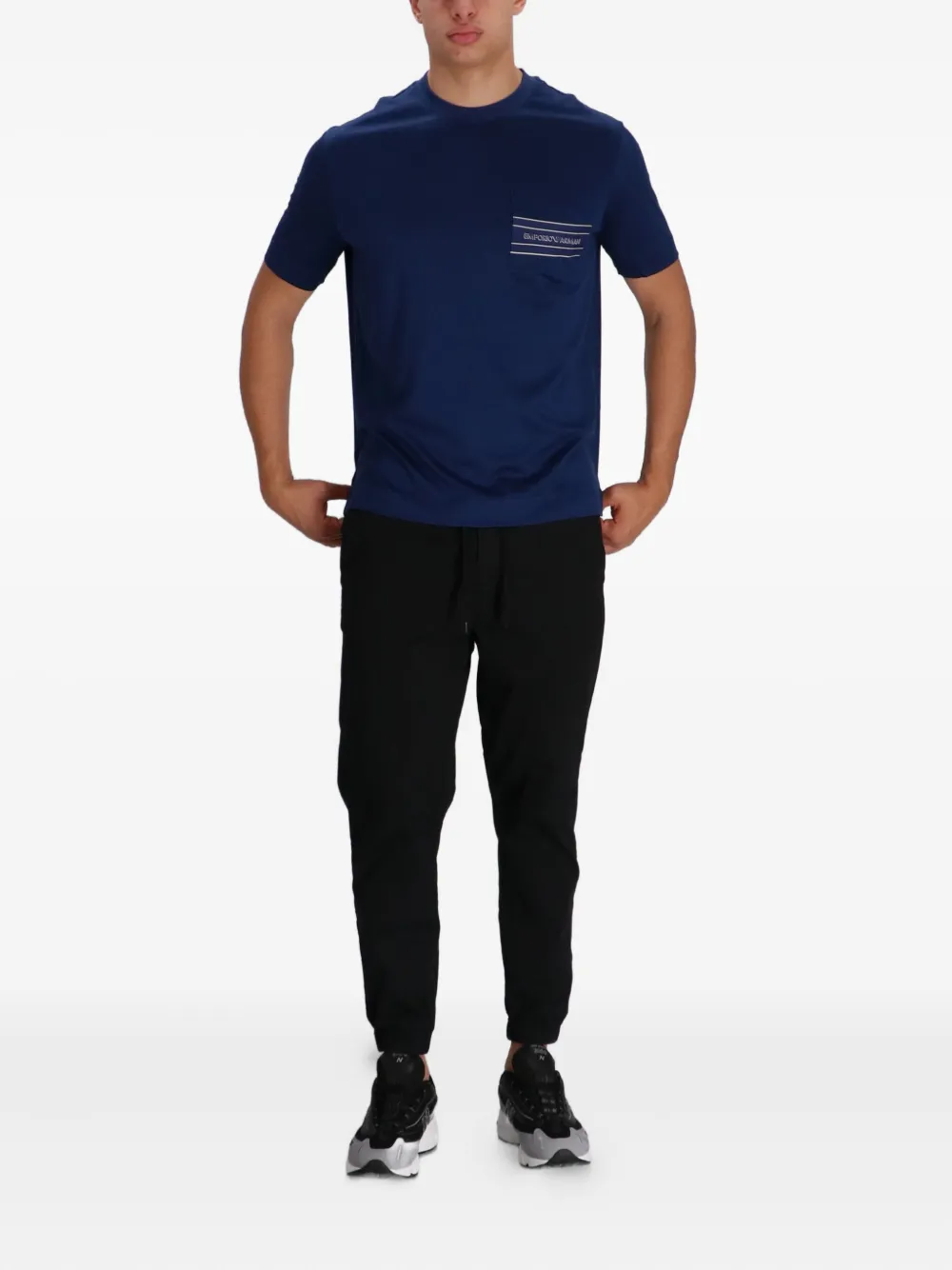 Emporio Armani T-shirt met opgestikte zak - Blauw