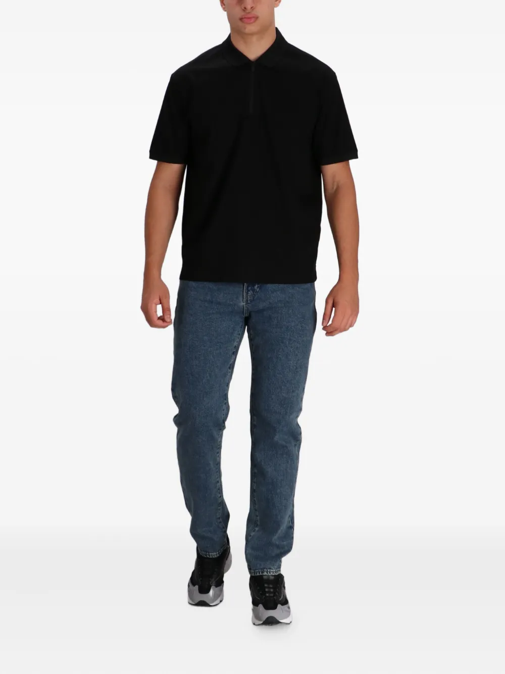 Armani Exchange Poloshirt met halve rits - Zwart