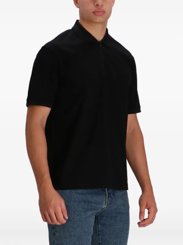 MH 　EMPORIO ARMANI ハーフジップ ポロシャツ Armani Exchange ハーフジップ ポロシャツ | ブラック | FARFETCH JP