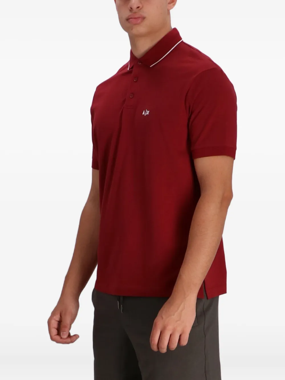 Armani Exchange Piped Logo Polo Shirt In Red