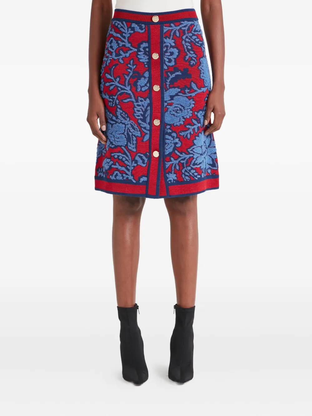 Temperley London Geknöpfter Francis Midirock Mit Blumenmuster In Blue
