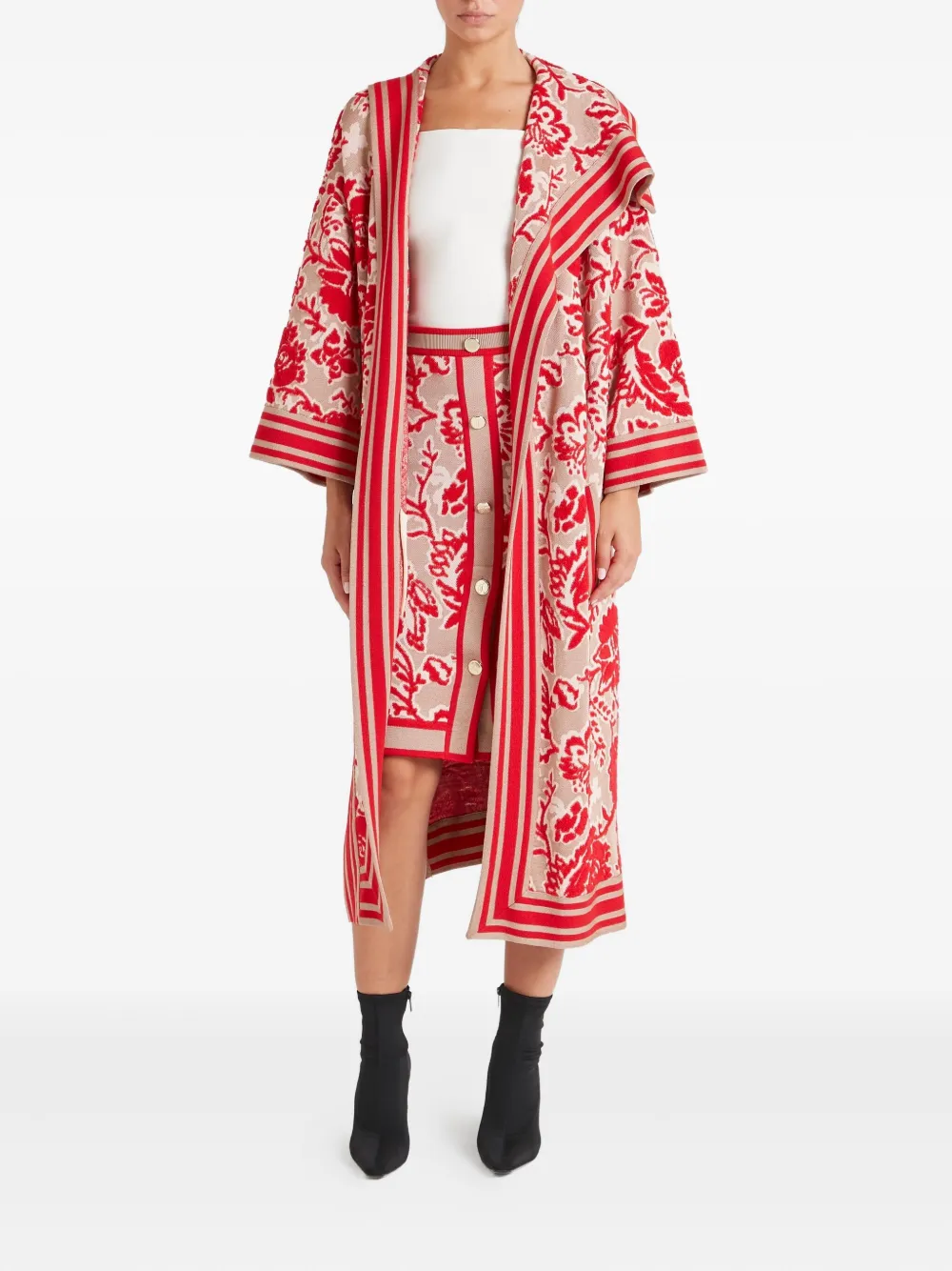 Temperley London Gestreiftes Francis Mantel Mit Blumenmuster In Multi