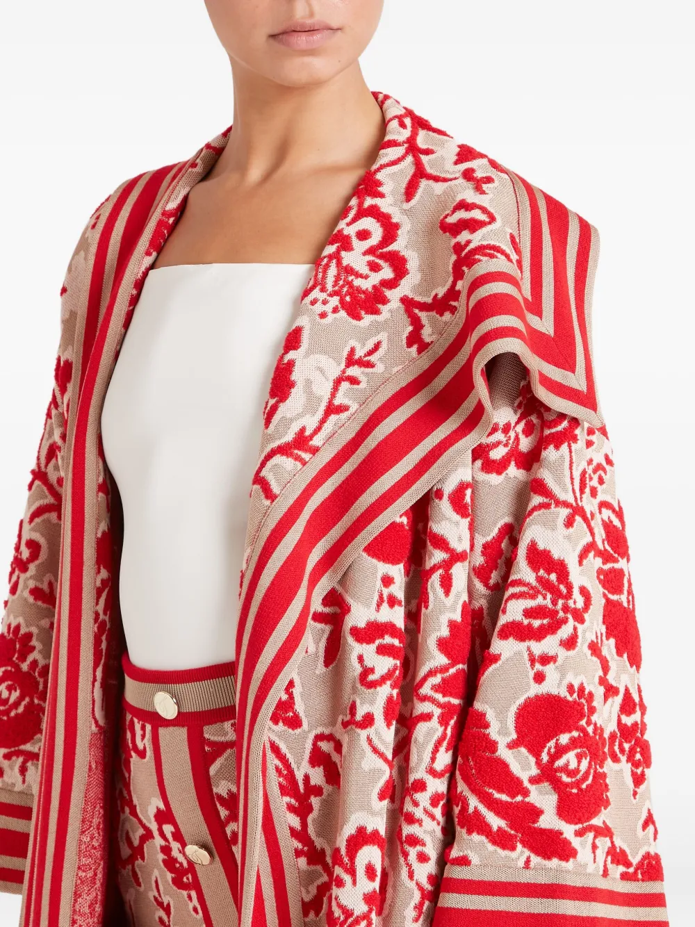 Temperley London Gestreiftes Francis Mantel Mit Blumenmuster In Multi