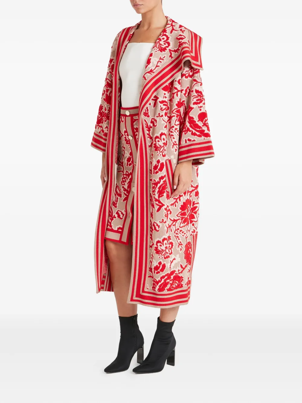 Temperley London Gestreiftes Francis Mantel Mit Blumenmuster In Multi