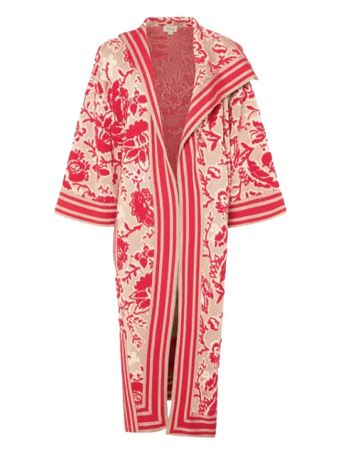 Temperley London Francis floral-pattern striped knit cape