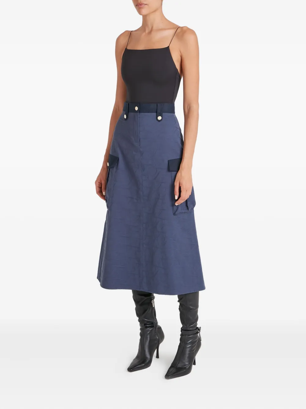 Temperley London Victory maxi-rok met zak en knoopdetail - Blauw