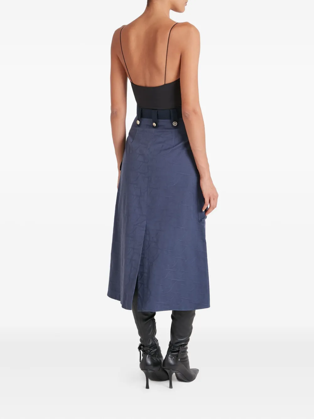Temperley London Victory maxi-rok met zak en knoopdetail Blauw
