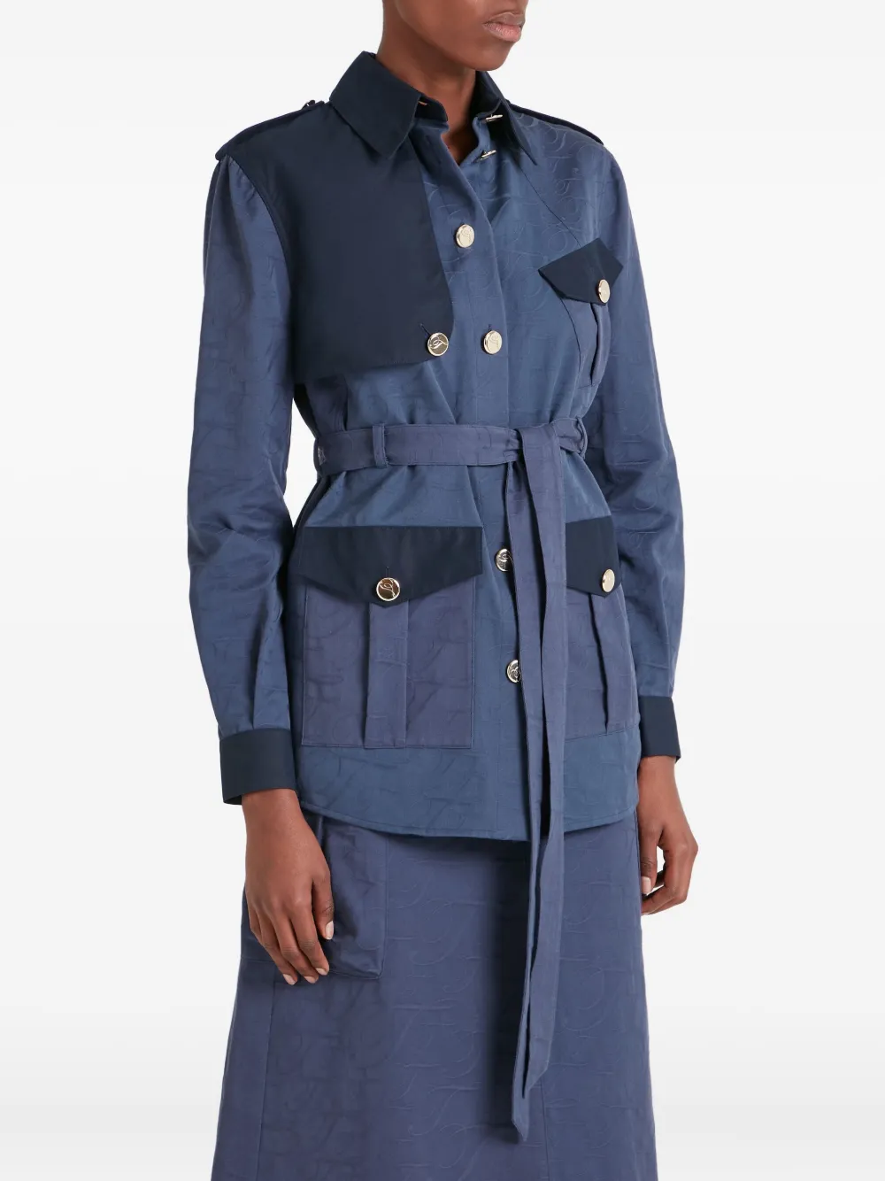Temperley London Victory jack met knopen en ceintuur Blauw