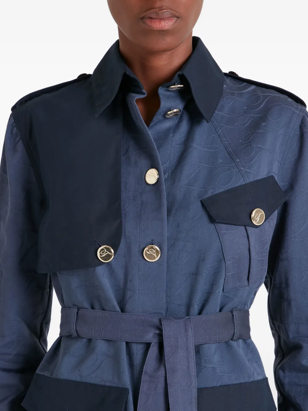 Temperley London Victory jack met knopen en ceintuur Blauw