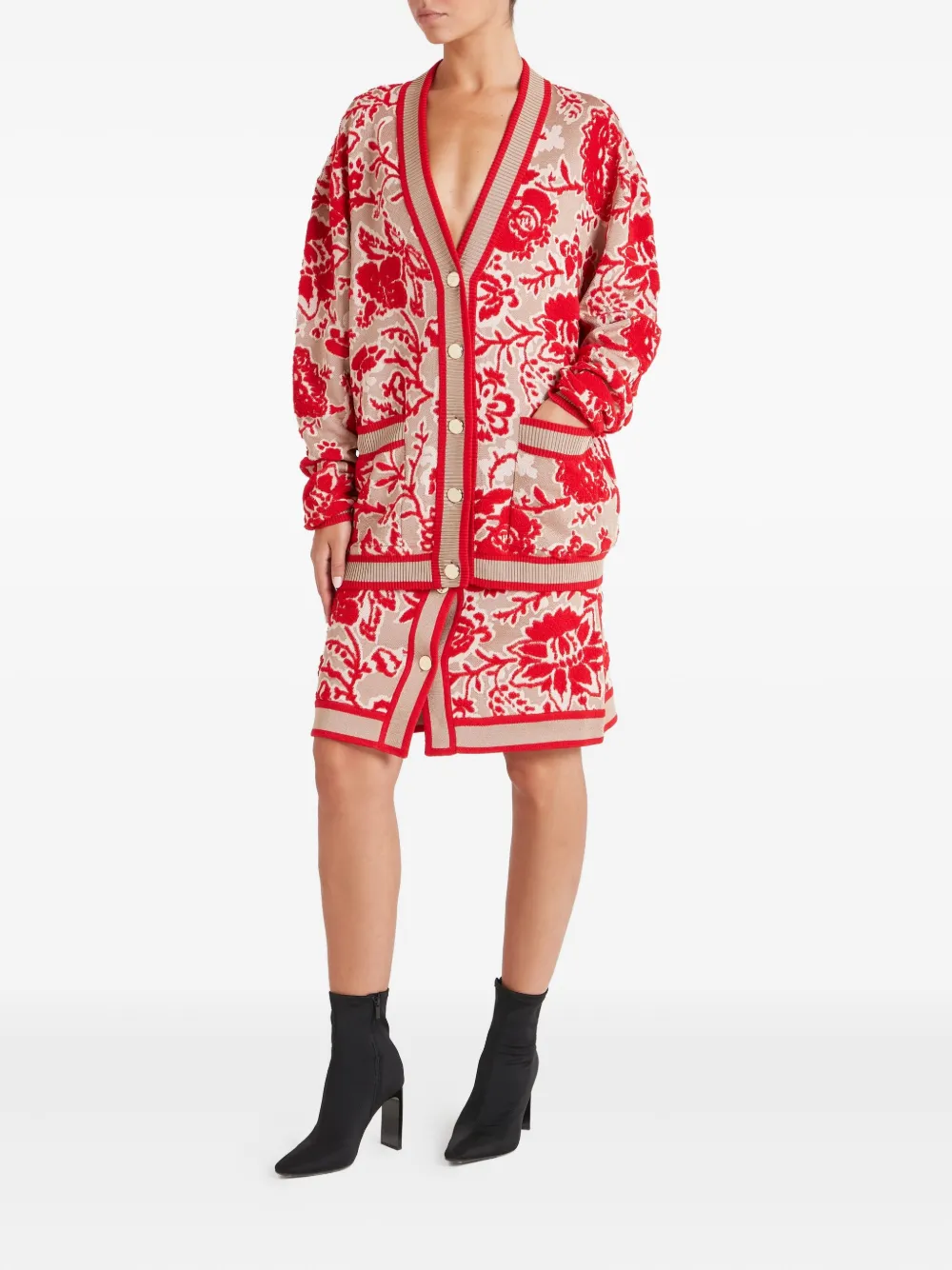 Temperley London Francis Cardigan Mit Blumenmuster In Red