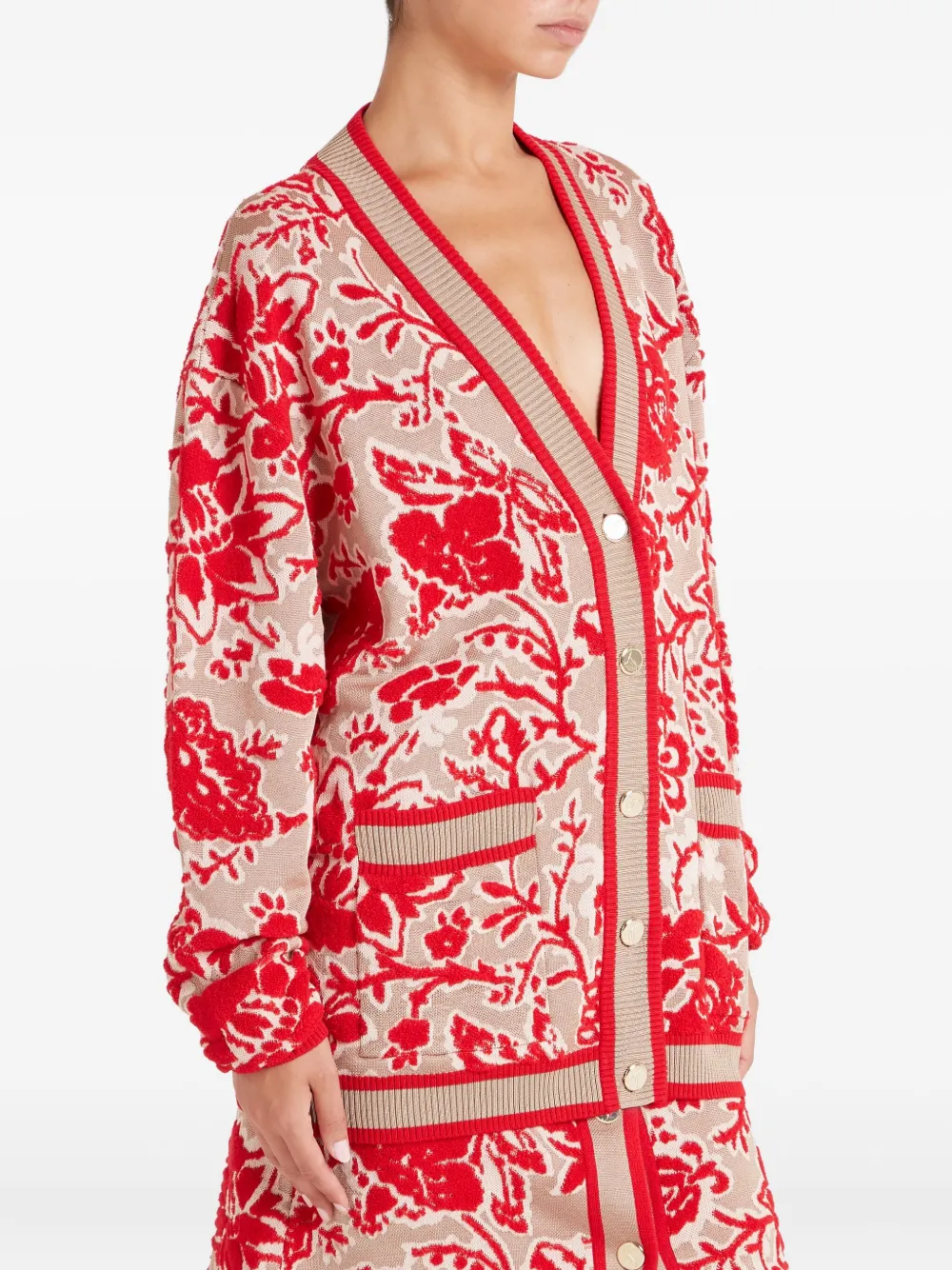 Temperley London Francis Cardigan Mit Blumenmuster In Red