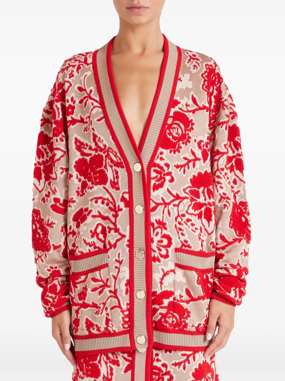 Temperley London Francis Cardigan Mit Blumenmuster In Red