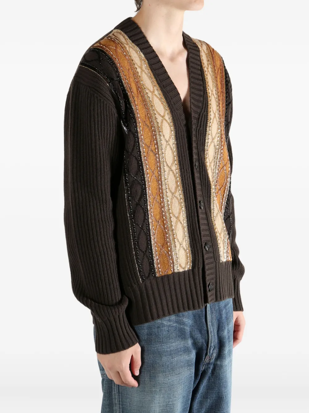 AMIRI Vest met gestreept detail en patroon Bruin