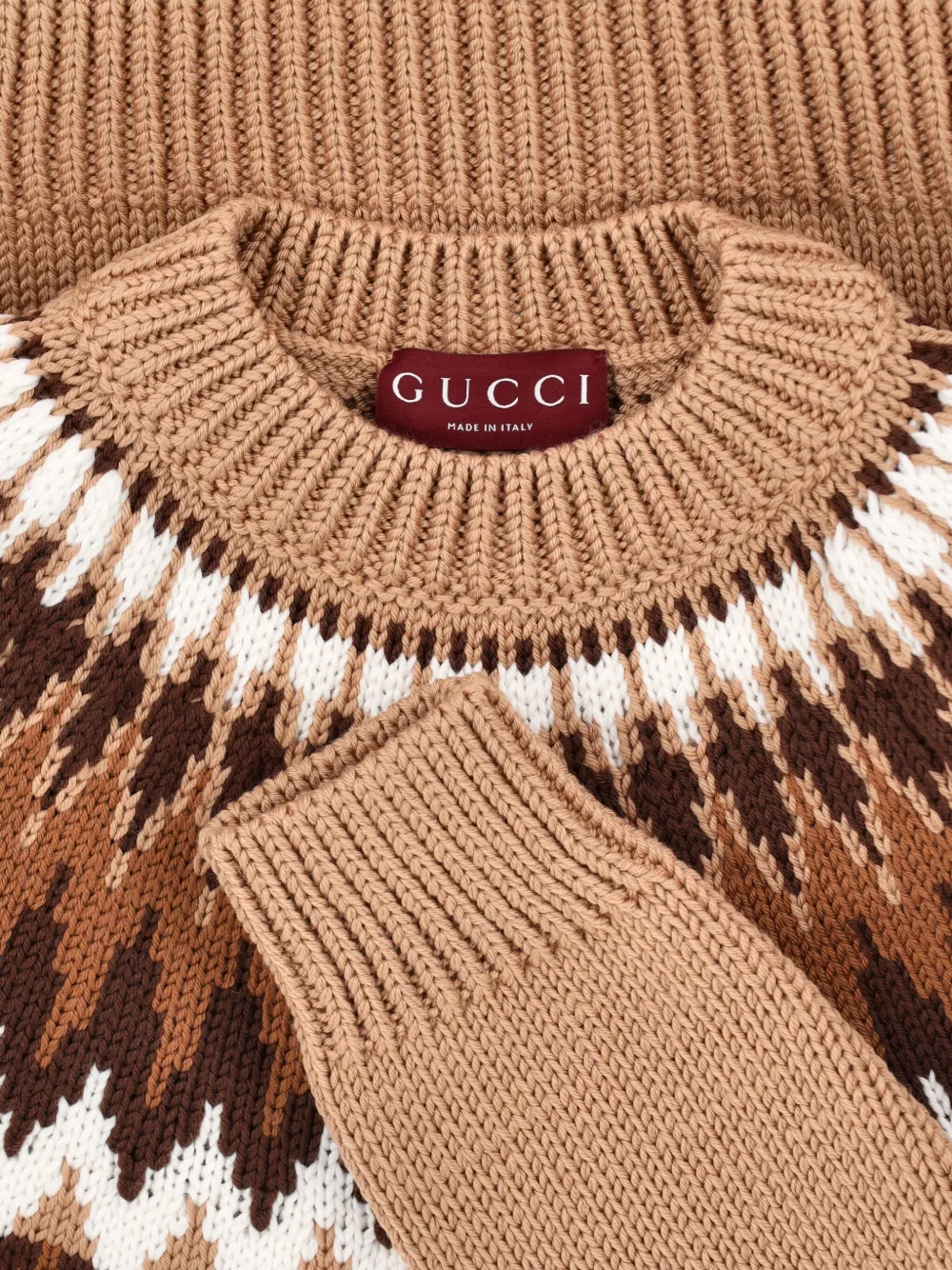 Gucci Sweater With Round Neck In Wool In Brown