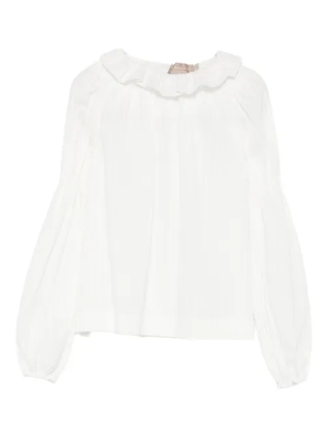 La Stupenderia ruffled-neck long-sleeve blouse 