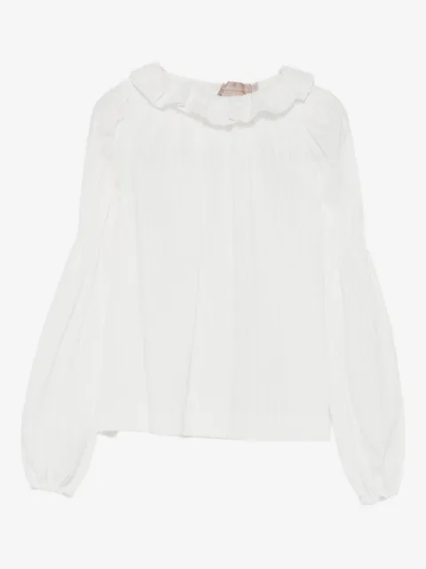 La Stupenderia langærmet bluse med flæset hals