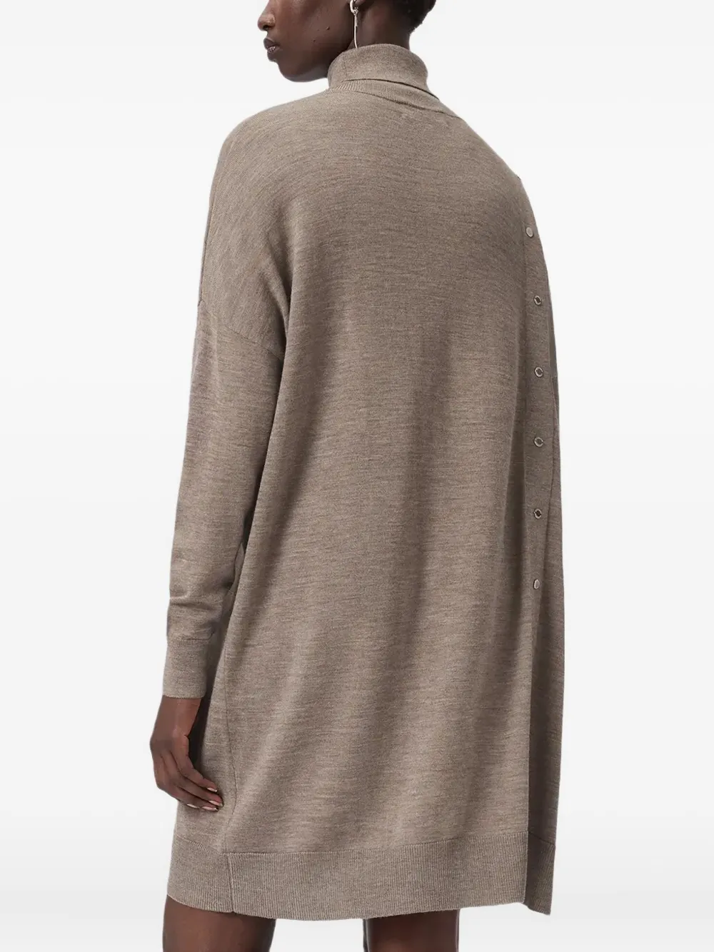 Allsaints Umi Roll-neck Mini Dress In Gray