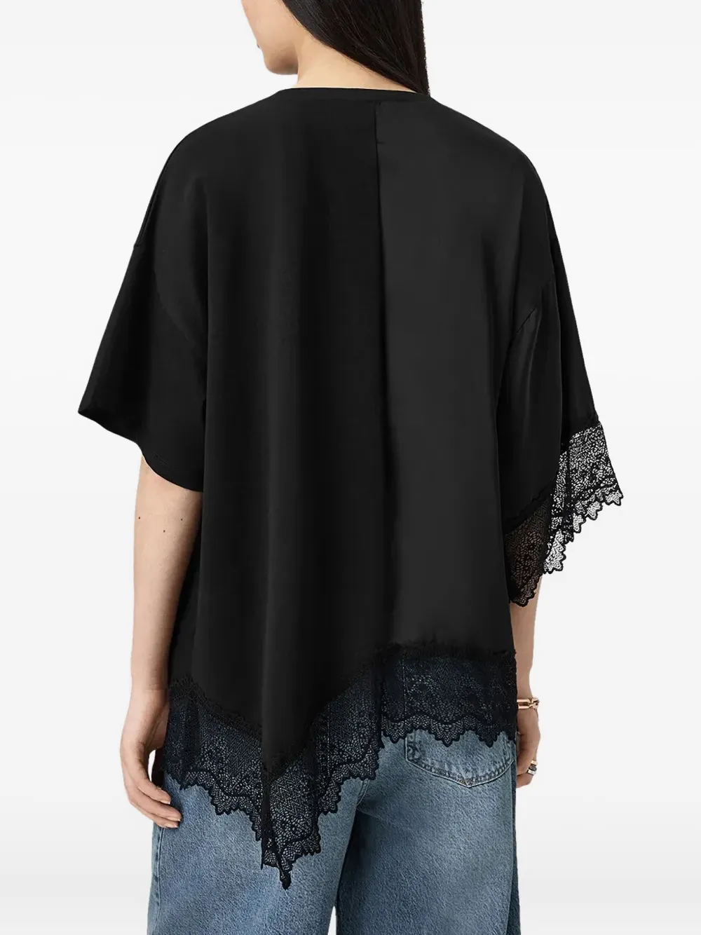 AllSaints Lenny kanten T-shirt met korte mouwen Zwart
