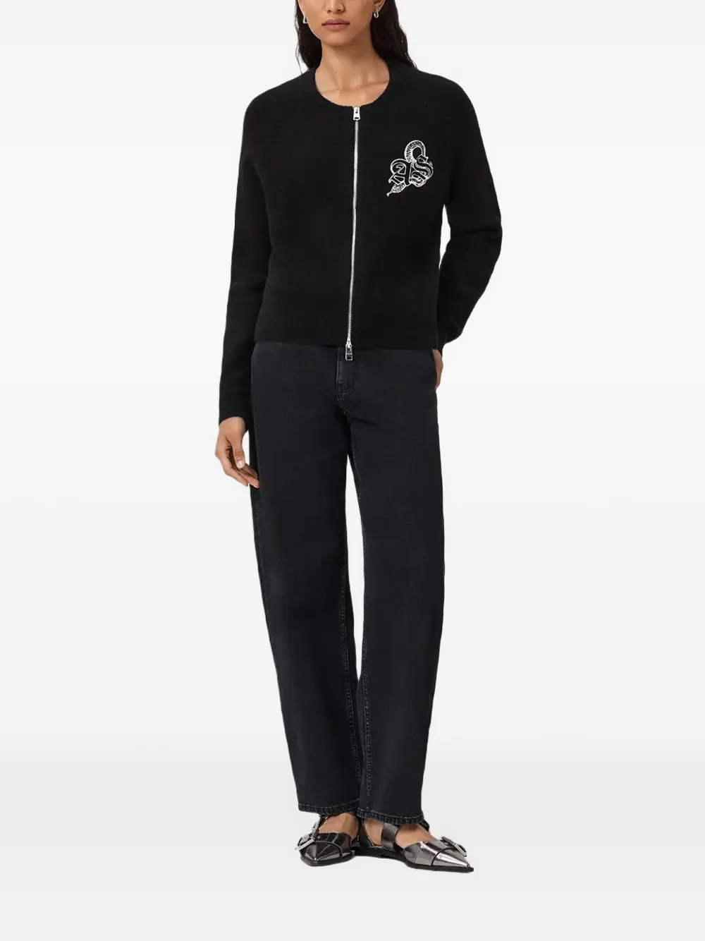 AllSaints Vest met logo Zwart