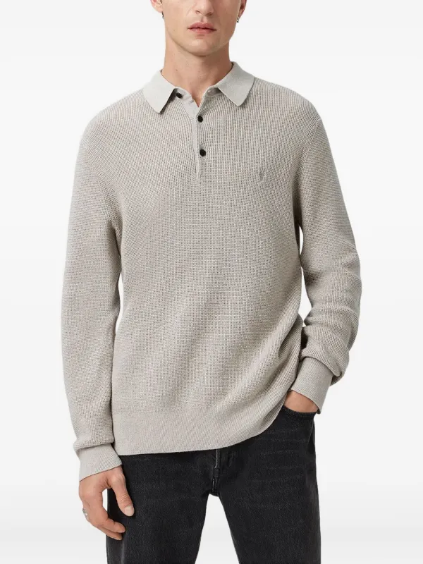 AllSaints Aspen long-sleeve Polo Shirt Grey FARFETCH PH
