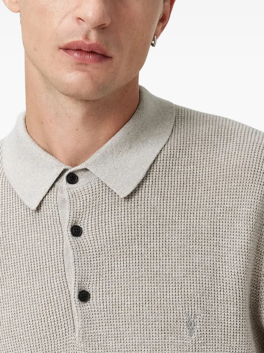 AllSaints Aspen poloshirt met lange mouwen Grijs