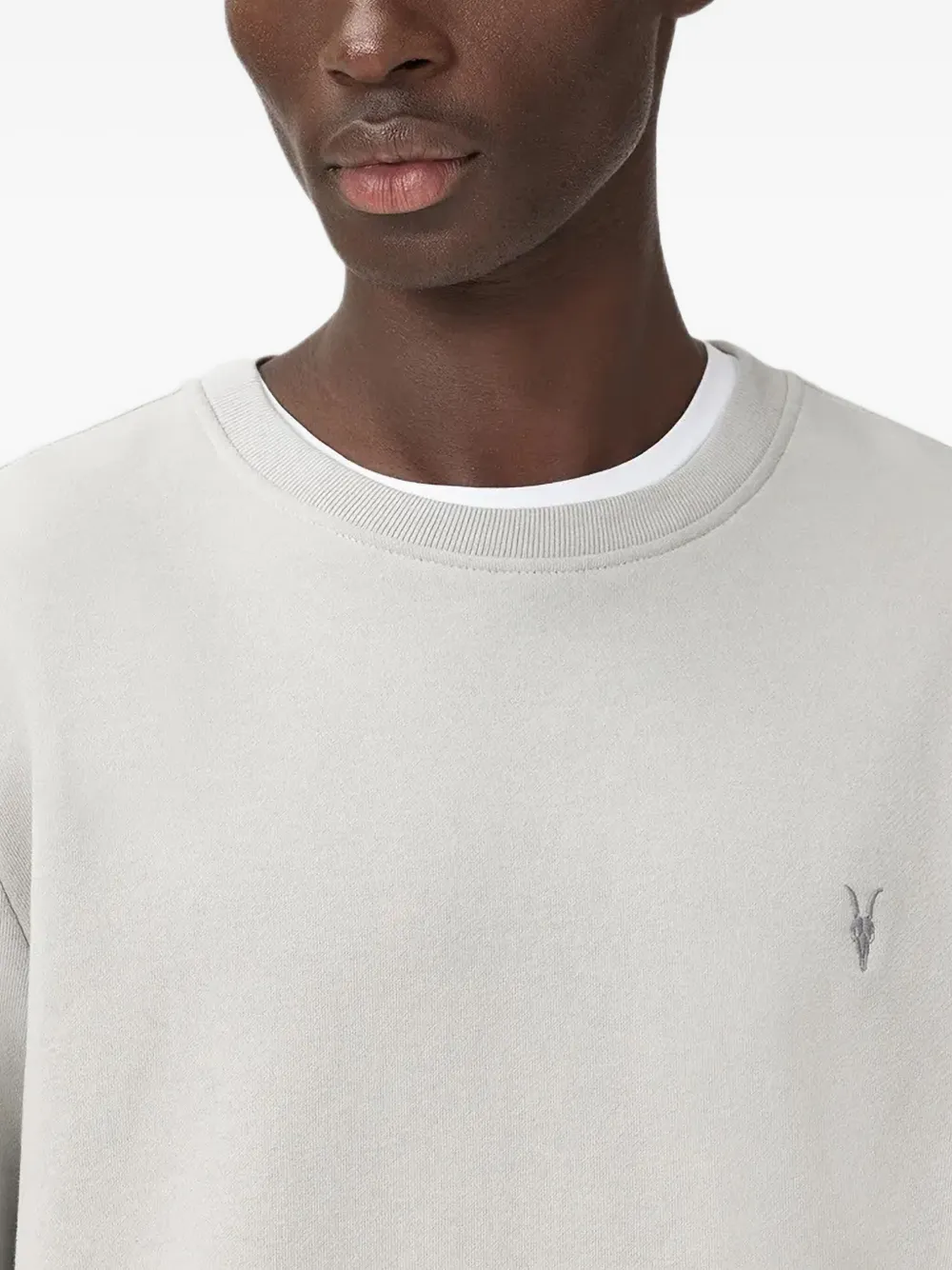 AllSaints Raven sweater met ronde hals en logo Grijs