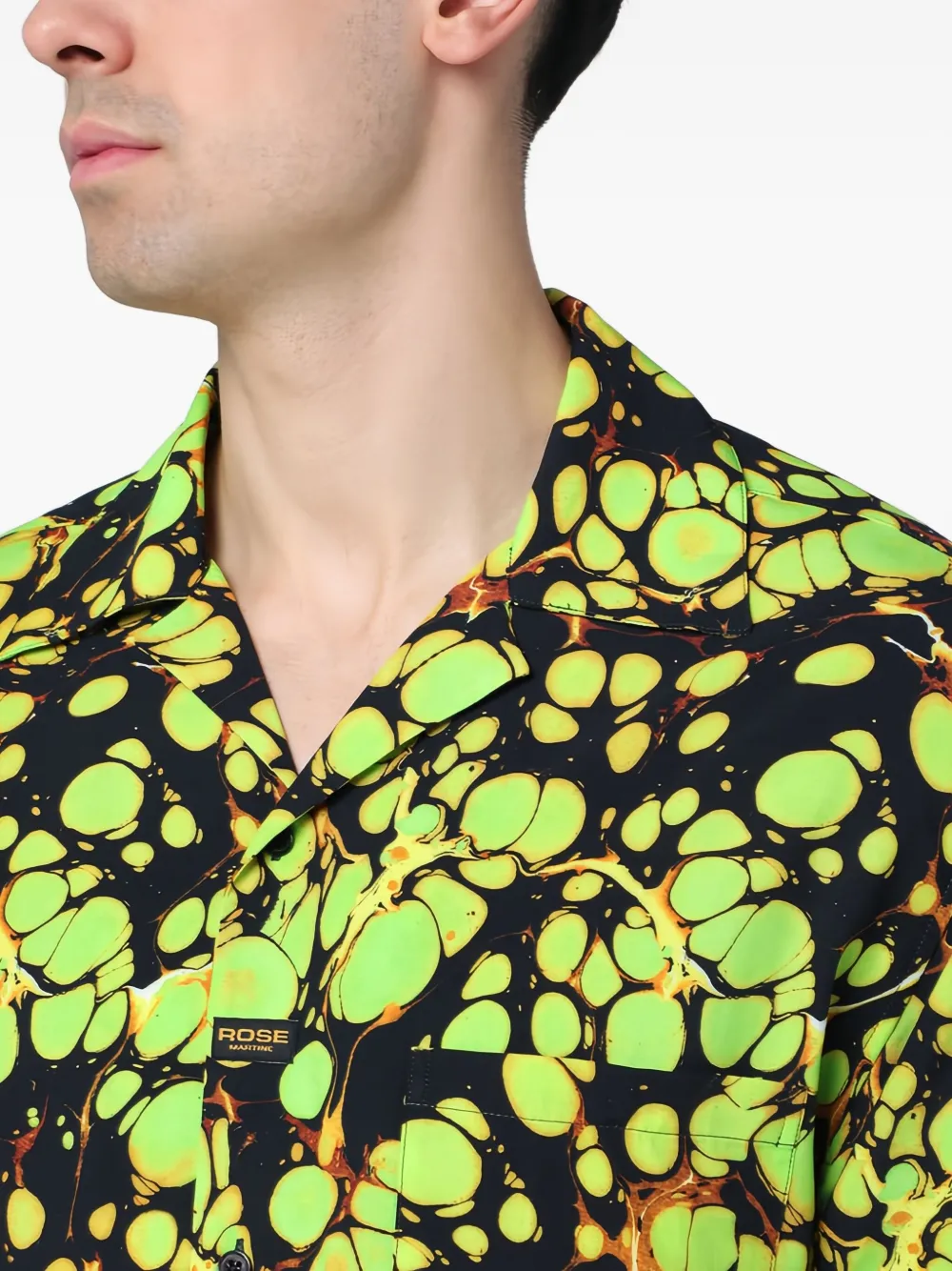 Martine Rose Overhemd met marmerpatroon en korte mouwen Groen
