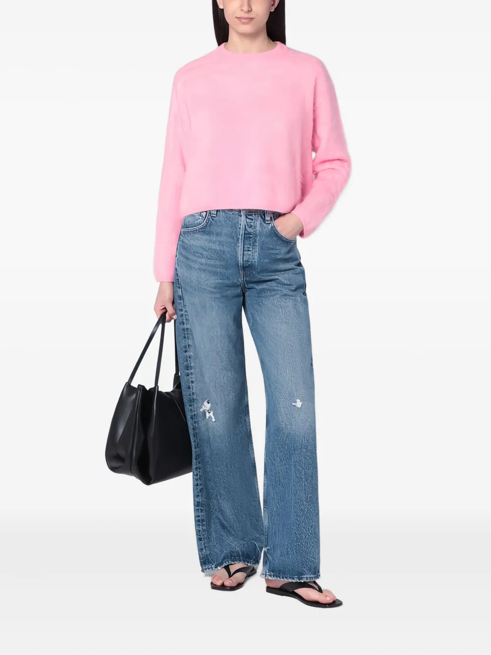 Soft Goat Round-neck Sweater In Pink