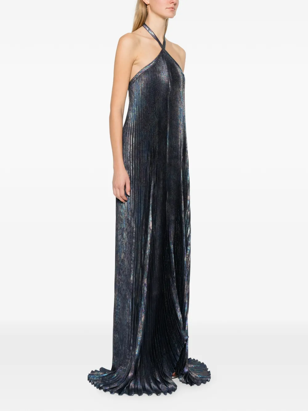 L'idée Deesse Pleated Gown In Blue