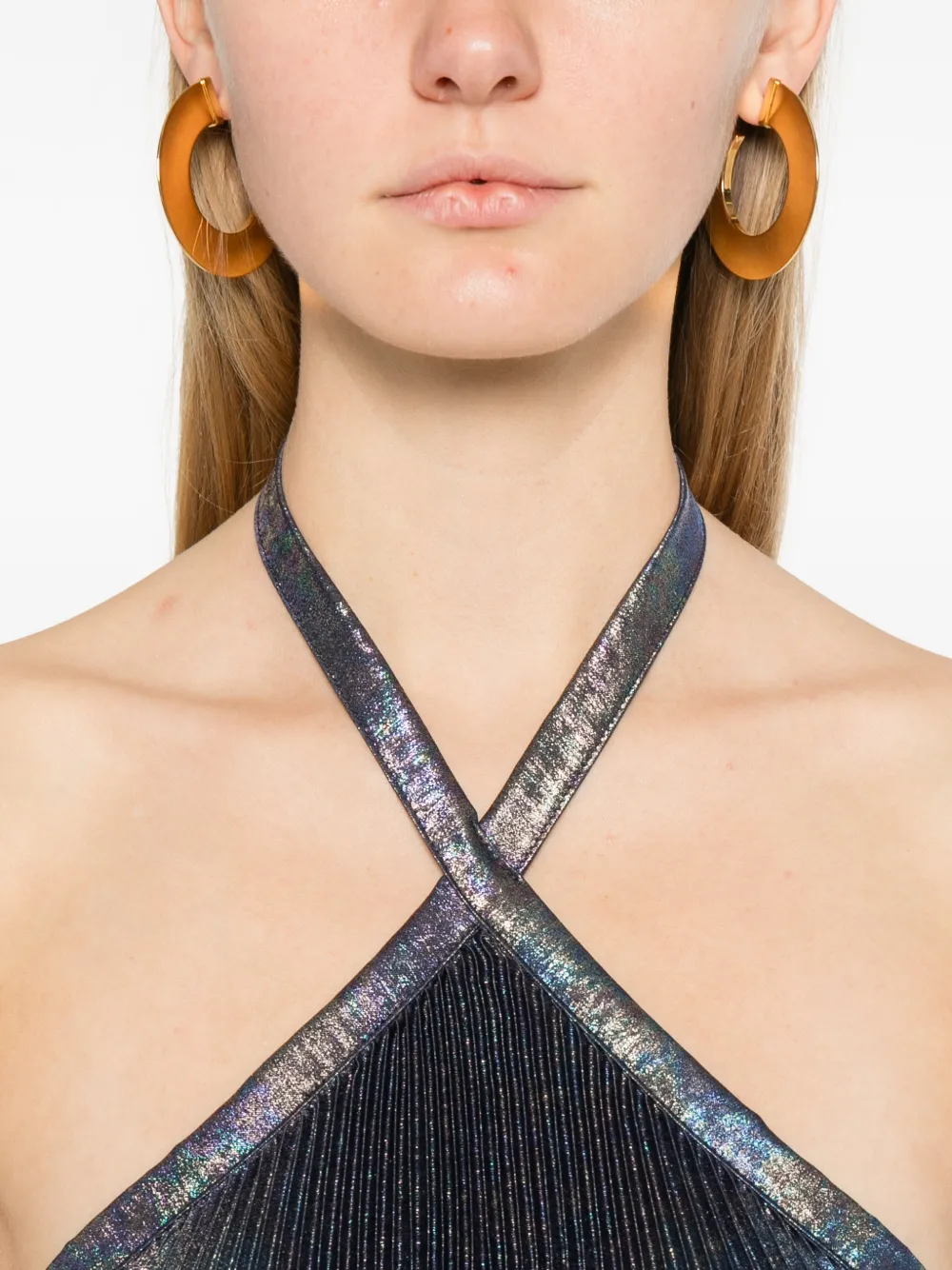 L'idée Deesse Pleated Gown In Blue