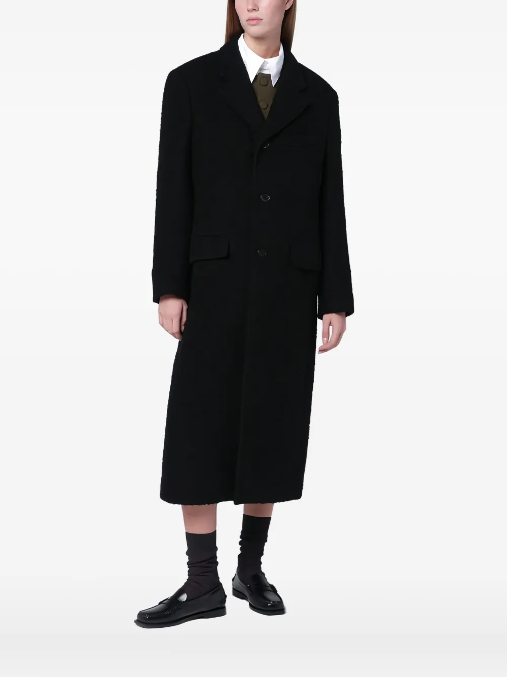 DUNST button single-breasted coat | Black | Image 1